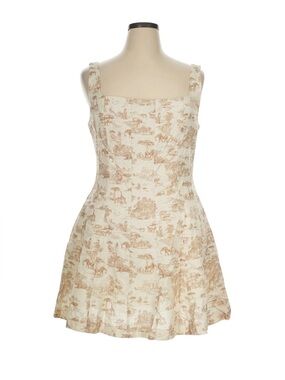 Avec Les Filles Safari Toile Linen Blend Mini Dress Square Neck  NEW Size 6